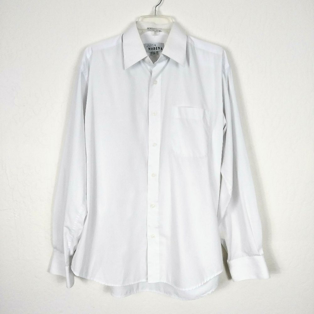 Modena Men’s White Long Sleeve Button Up Dress Shirt